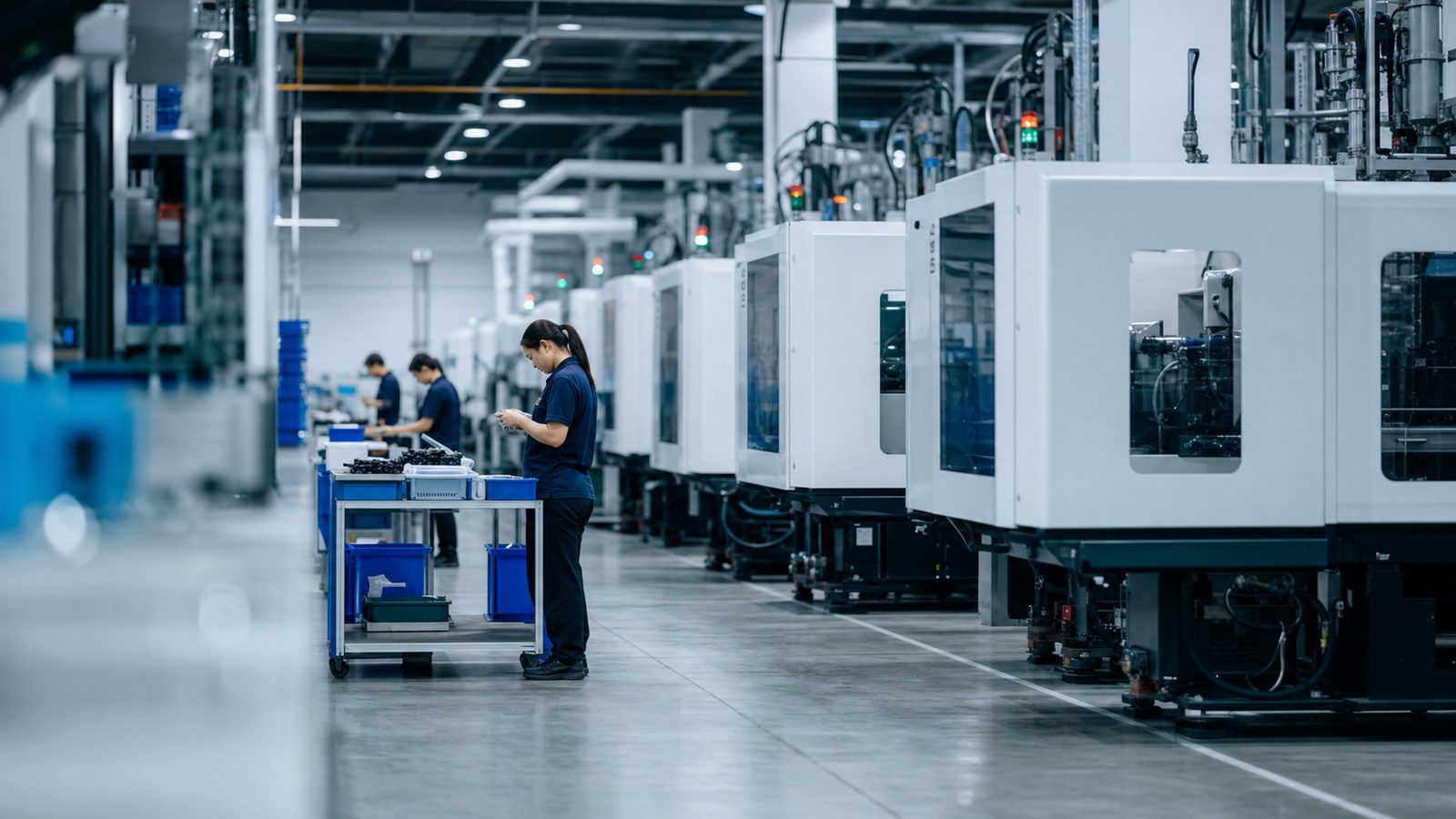 Injection molding production line at Teemway's Guangdong manufacturing facility